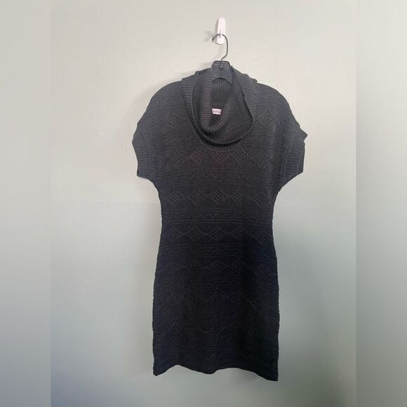 Calvin Klein Grey Cable Knit Cowl Neck Short Sleeve Sweater Dress SZ M - Picture 1 of 4